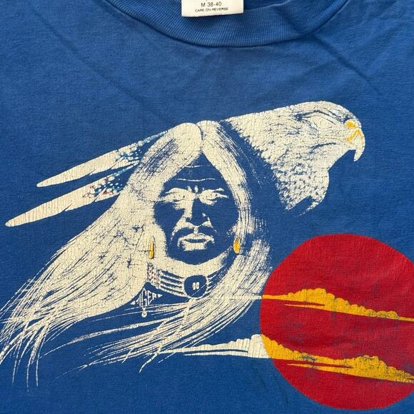 Vintage 80s Native Eagle Nature Single Stitch Long Sleeve Shirt Adult Medium - Picture 5 of 5